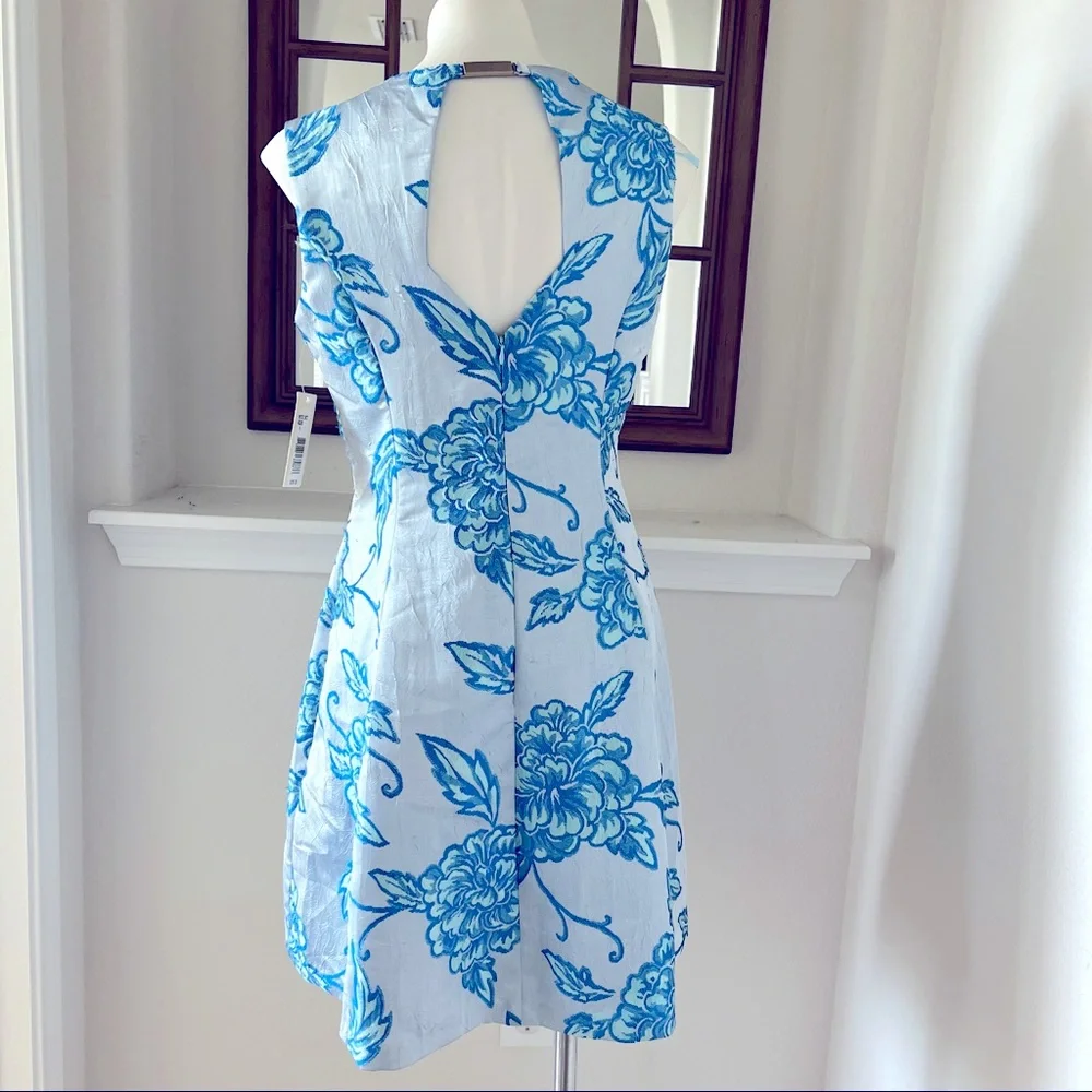 Nanette Lepore Jacquard Dress Floral Fit & Flare Blue Size 8 NWT $159.00 - Picture 7 of 15